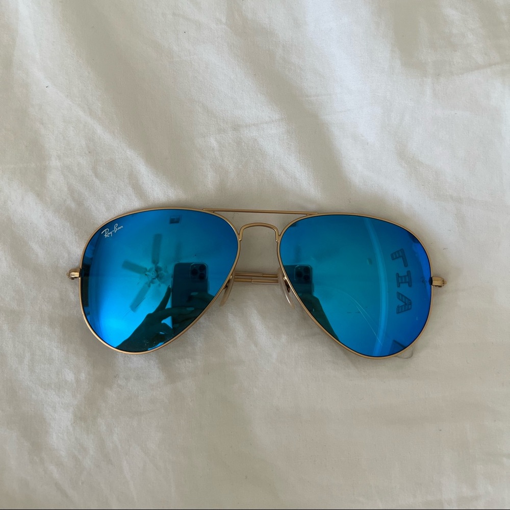 Ray-Ban Aviator Flash Lenses - Polarized Blue Mirror + Gold Frame